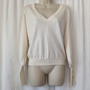 Palette Dolman Ivory Vneck Sweater Size Medium